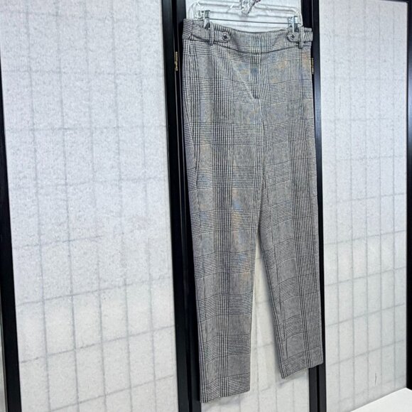 Calvin Klein Slim Stretch Knit Houndstooth Plaid Dress Pants 10 Black White - Picture 3 of 12